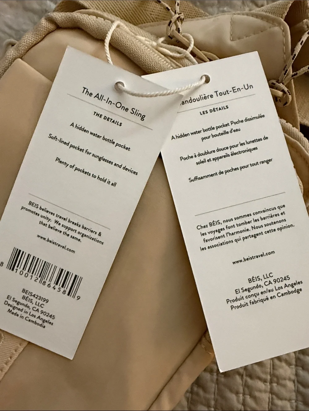 BEIS Small Crossbody Bag in Light Beige all in one sling NWT